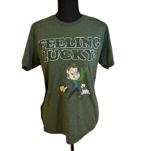 Vintage Lucky Charms "Feeling Lucky?" Graphic Tee – Green – Unisex Size Medium